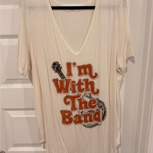 Entro Cream Graphic Tee with Orange Text